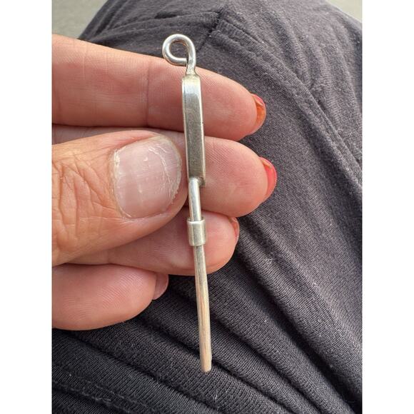 VTG Modernist Sterling&Jade Roach Clip Pendant Studio Jewelry - Picture 2 of 4